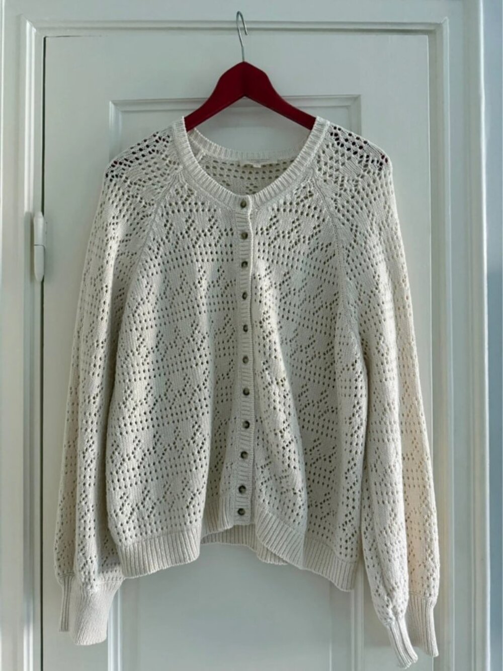 Sezane Gilet Capucine Cardigan Cream Open Knit L